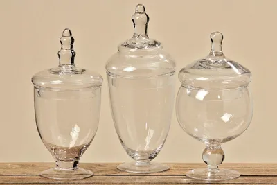 Produktbild von Vorratsglas mit Deckel Vase Pokal Bonboniere 3er  Set  H ca. 22 - 26