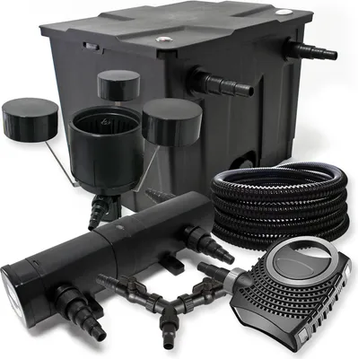 Produktbild von SunSun Komplettset: CBF-350 Teichfilter bis 12000 L Teichfilteranlage, CTF-8000 Teichpumpe 8000l/h 70W, CUV-236 Teichklärer 36W, 25m Teichschlauch 25 mm, CSP-250 Skimmer 2500l/h 45W, Y-Verteiler