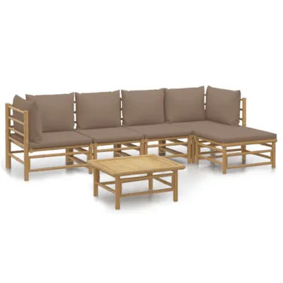 Produktbild von vidaXL 6-tlg. Garten-Lounge-Set mit Kissen Taupe Bambus
