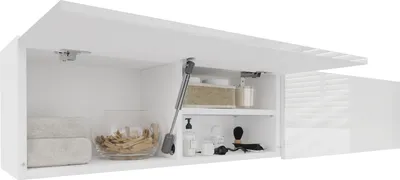 Produktbild von PLATAN ROOM Badschrank Hängeschrank 160 (2x80) x 30 x 25cm Hochglanz Badezimmerschrank hängend Wandschrank für Bad weiß
