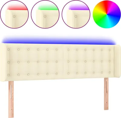 Produktbild von vidaXL LED Kopfteil Creme 147x16x78/88 cm Kunstleder