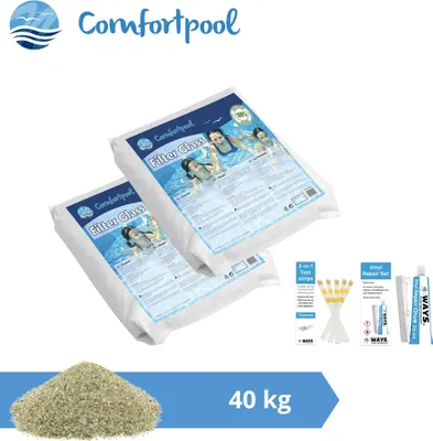 Zdjęcie produktu dla Szklane kulki Comfortpool - Odpowiednie do pompy filtra piaskowego - 40 kg i szczotka do szorowania WAYS