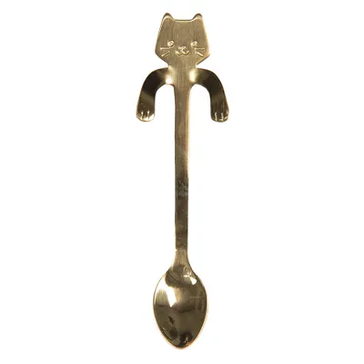 Immagine prodotto di Clayre & Eef cucchiaino 3*11 cm metallo dorato gatto cucchiaio caffè cucchiaio