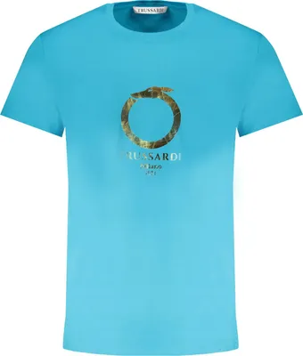 Produktbild von Herren Kurzarm T-Shirt Blau mit Rundhals und Logo-Aufdruck