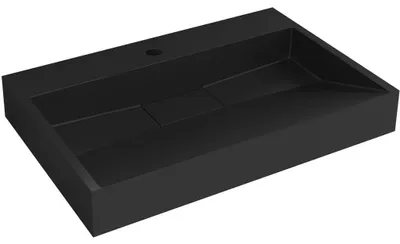 Immagine prodotto di CERANO - Lavabo in marmo sinterizzato Vita - da appoggio o da incasso - foro per rubinetto - nero opaco - 70x46 cm