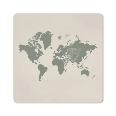 Produktbild von MuchoWow® Mauspad Mousepad Weltkarte - Panther - Grün 30x30 cm - Mousepads - Maus Mat - Pad - Mausunterlage - Gaming