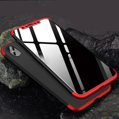 Produktbild von Apple iPhone XS Max 3in1 Fullbody 360 Case Schwarz-Rot