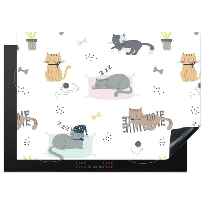 Produktbild von KitchenYeah© Herdabdeckplatte Katzen - Haustiere - Muster , 75x52cm, Küche Deko, Glaskeramikkochfeld Herdabdeckung, Abdeckplatte fùr Kochfeld