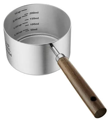 Produktbild von Futterschaufel 1 Tasse 304 Edelstahl mit Holzgriff Messbecher für Haustiere & Haushalt