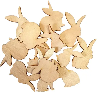 Productafbeelding van Houten paashaas, naturel, afmetingen: 8x12,5x2 cm. Nieuw