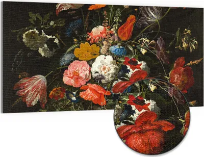 Produktbild von DEQORI Hybrid Leinwand Bild 100x50 cm 'Blumenpracht ' Wandbild Glas flach modern
