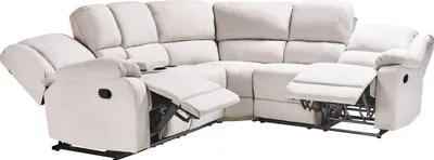 Produktbild von BELIANI Ecksofa Hellbeige Stoffbezug 5-Sitzer 2 Getränkehalter Kammer Manuell Verstellbar Sesselfunktion Relaxfunktion Modern Wohnzimmer