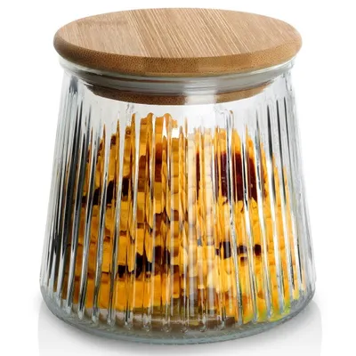 Image de Pot en verre avec couvercle en bambou - Stockage hermétique