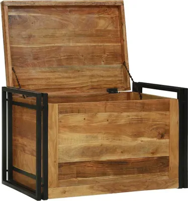 Obrázok produktu pre vidaXL Úložný box hnedý a čierny 80 x 50 x 50 cm akáciové drevo