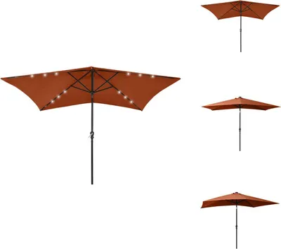 Immagine prodotto di vidaXL Ombrellone con LED e palo in acciaio rosso terracotta 2x3 m - Ombrelloni e tende da sole