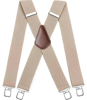 Obrázok produktu pre Pánske podväzky, šírka 5 cm, tvar X, 4 kovové klipsy, béžová farba, nastaviteľné, elastické