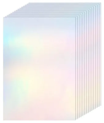 Image de Film holographique en vinyle, 36 feuilles - Auto-adhésif - Étanche - Transparent - Format A4 - Différents motifs - Papier adhésif