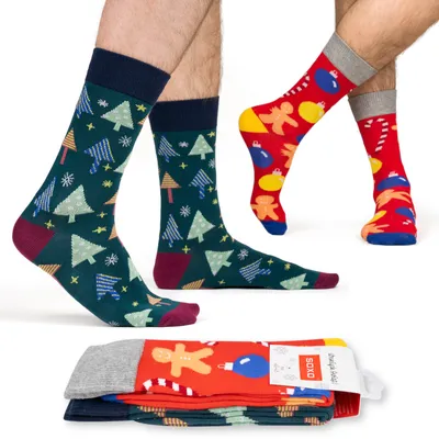 Produktbild von Männer-Socken Weihnachtsdesign Größe 40-45 2er-Pack von SOXO, Geschenk für Männer zu Weihnachten