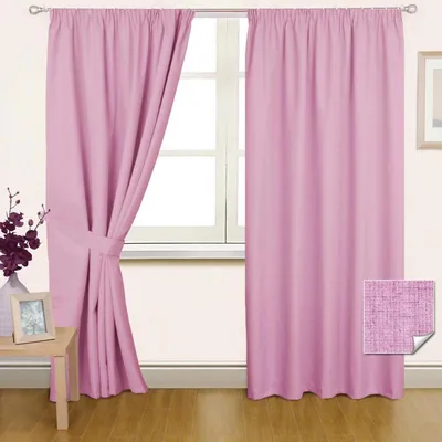 Produktbild von HOMESCAPES Verdunklungsgardinen Kräuselband rosa 2 Stück 182 x 165 cm