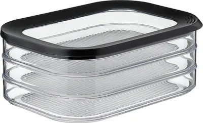 Produktbild von Mepal | Modula Aufschnittdose 3-lagig schwarz | 1650 ml | Kühlschrank-Aufbewahrung für Wurst und Fleischwaren | 3 separate Behälter | spülmaschinenfest