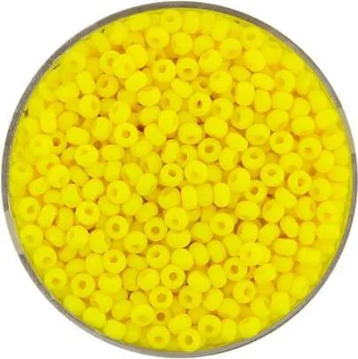 Produktbild von Rocailles Perlen zum Basteln, Farbe Eigelb, 2,6 mm Durchmesser, 17 Gramm