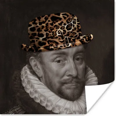 Produktbild von MuchoWow® Poster Wilhelm von Oranien - Hut - Pantherdruck 75x75 cm - Wand Dekoration