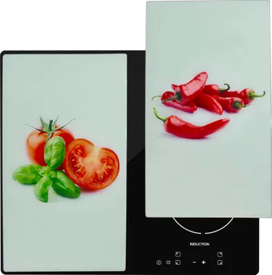 Produktbild von Herdabdeckplatte aus Glas Herd-Abdeckplatte Schneidebrett Cerandeld Abdeckung Spritzschutz Gemüse-Design