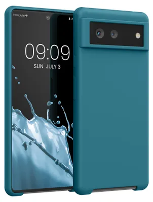 Produktbild von kwmobile Handyhülle für Google Pixel 6 Hülle - Case Silikon - Kabelloses Laden - Schutzhülle Cover in Petrol matt