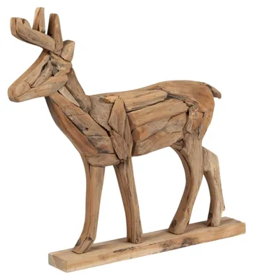 Produktbild von formano Dekofigur Holz Rentier aus Teak-Holz auf Sockel, 34 x 40 cm