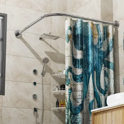 Obrázek produktu pro Nastavitelná tyč na sprchový závěs – montáž bez vrtání – 60–92 cm