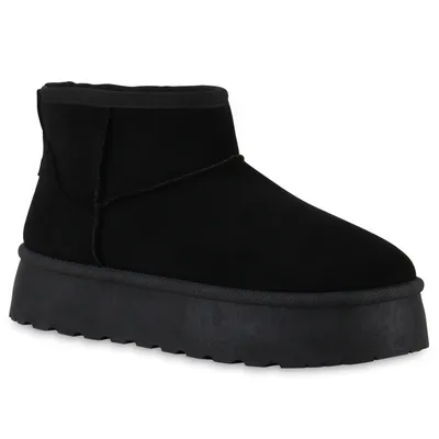 Produktbild von VAN HILL Damen Warm Gefütterte Winter Boots Bequeme Profil-Sohle Schuhe 840868, Farbe: Schwarz, Größe: 37