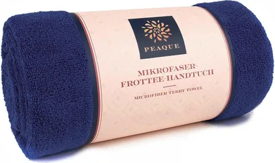 Produktbild von Mikrofaser-Handtuch mit Frottee-Struktur, Navy, 100x50 cm, Saunahandtuch, Badehandtuch, saugstark, schnelltrocknend, kompakt, antibakteriell