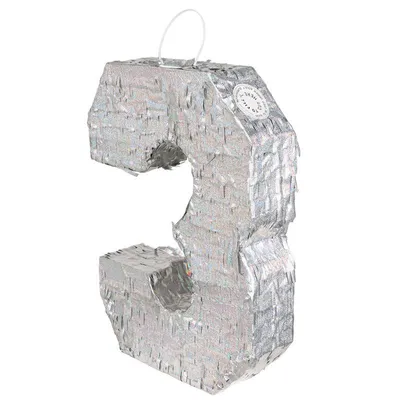 Image de Piñata chiffre 3 holographique argenté