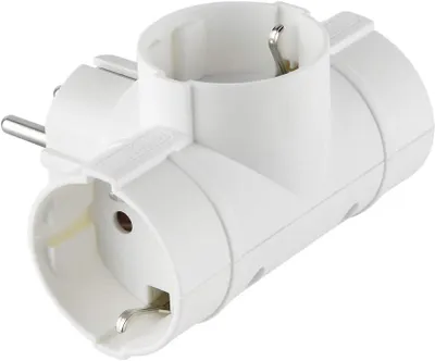 Zdjęcie produktu dla Adapter Electraline 55040, 3 gniazda - wtyk niemiecki - listwa zasilająca 3-gniazdowa - Schuko - biały