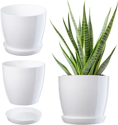 Produktbild von Famanu Blumentopf mit Untersetzer - Elegante Pflanzenpot Ø 20 cm