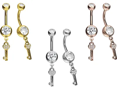Produktbild von Bauchnabelpiercing Chirurgenstahl Bananabell mit Brass-Design SCHLÜSSEL