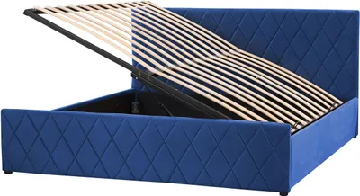 Obrázek produktu pro BELIANI Postel modrá sametová 180 x 200 cm čalouněná s úložným prostorem a roštem prošívané čelo