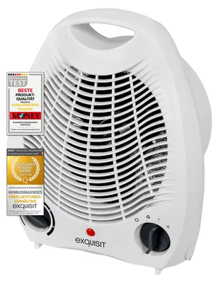 Produktbild von Exquisit Heizlüfter HL 32025we |  2000 W Leistung | Geeignete Raumgröße 20 m² | 2 Leistungsstufen | Kippschutz | Überhitzungsschutz | Kunststoff