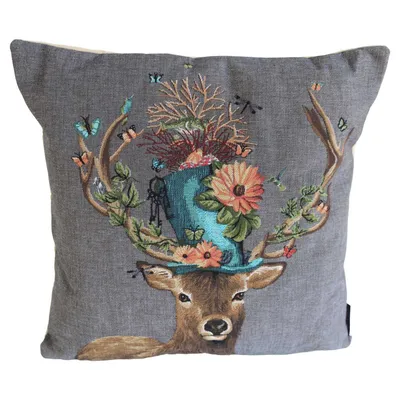 Produktbild von Mars & More Gobelin Kissen Funky Rehbock mit Zylinder ca. 45x45cm