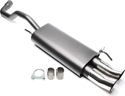 Produktbild von Sportauspuff 2x76mm DTM hoch rund scharf mit ABE für VW Polo 6N inkl Facelift