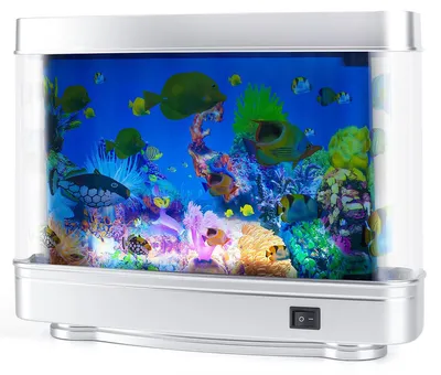 Produktbild von LED Aquarium Lampe mit realistischen Fischen, beruhigendes Nachtlicht & Dekolicht, für Erwachsene, Schlafzimmer & Büro, steckbar & pflegefrei