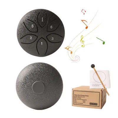 Produktbild von Steel Tongue Drum 3 Zoll 6 Töne Handpans Stahlzungentrommel Schlagzeug Instrument,mini Zungentrommel, mit Trommelschlägeln, Notenbuch, für Kinder,Yoga
