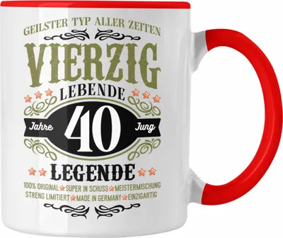 Produktbild von Trendation -  40. Geburtstag Tasse Mann Geschenk 40er Geschenkidee 40 Vater Männer Lustig Geschenke 40 Jahre Alt Streng Limitiert Männer Vater (Rot)