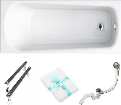 Produktbild von Cersanit | Badewanne - Rechteckig Badewanne Nao - 160 x 70 Cm - Mit Syphon Und Füßen - Acryl - Weiß
