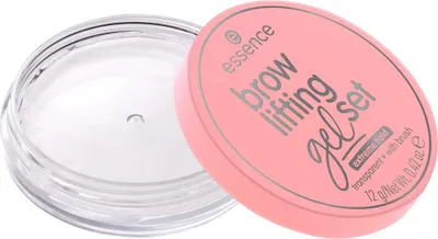 A clear, well-lit studio shot of an essence brow lifting gel set.