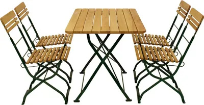 Produktbild von Gartengarnitur Biergartengarnitur 999018F SitzgruppeTisch Stuhl 5-teilig, Flachstahl grün + Robinie