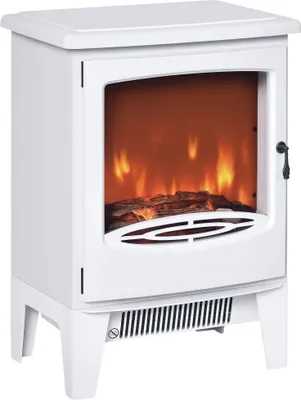 Produktbild von HOMCOM LED Elektrokamin Standkamin mit Flammeneffekt 900/1800W Weiß