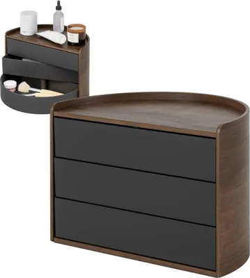 Produktbild von Umbra Schmuckaufbewahrung Moona, Makeup Organizer, Schmuckbehälter, 3-lagig, Schwarz, Walnuss, 1014748-048