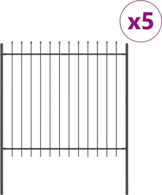 Produktbild von vidaXL Gartenzaun 5 pcs Grau 8,5 x 1,5 m Pulverbeschichteter Stahl