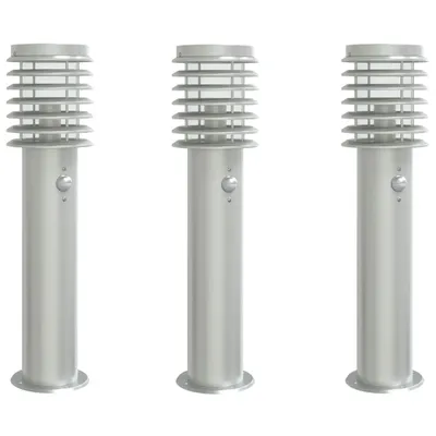 Produktbild von Wegeleuchten mit Bewegungsmelder 3 Stk. Silbern 60 cm Edelstahl